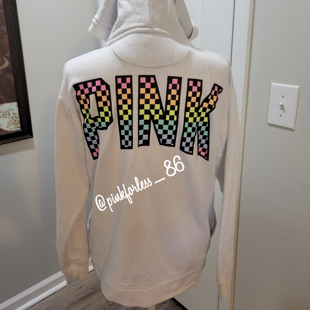 RARE VS PINK SHERPA LINED CHECKER HOODIE - Picture 2 of 10
